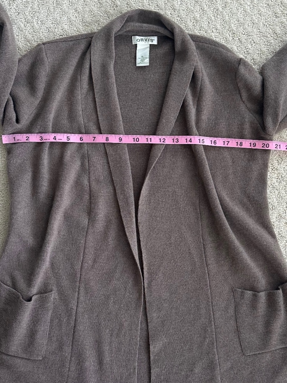 ORVIS Women's Open-Front Merino Wool Cardigan Sweater Taupe XL Soft Comfy Casual - Picture 10 of 10